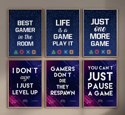 Gamer Quote Posters Video Game Wall Art Teen Bedroom Gaming Playstation Xbox • £5.99
