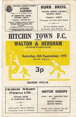 Hitchin Town V Walton & Hersham 1973/4 (8 Sep) Isthmian League • £1