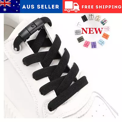 No Tie Shoe Laces Flat Elastic Shoe Laces Lazy Easy Sneakers Shoe Laces 110cm AU • $3.60