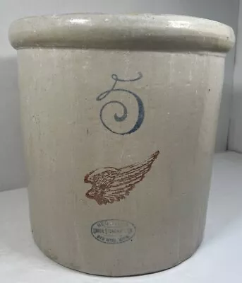 Antique Red Wing 5 Gallon Crock With 4 Inch Wing. No Cracks. • $195