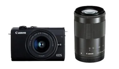 Canon Mirrorless SLR Camera EOS M200 Double Zoom Kit Black EOSM200BK-WZK • $1321.24