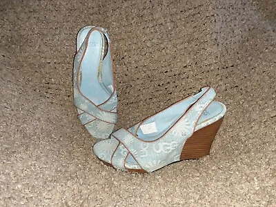 UGG-Hazel-Denim Blue-Platform Wedge Sandals/Shoes-Sz 5.5-Excellent • $39.99