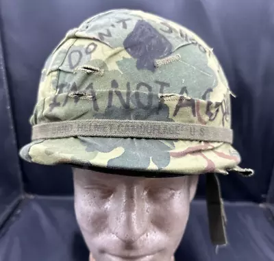 Post Vietnam War US M-1 Helmet With Camo Cover Liner And Helmet Band • $127.50