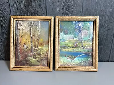 Vintage Foil Pheasant Hunting Rare Framed Picture Smith Foil Pictures Iowa Lot 2 • $29.99