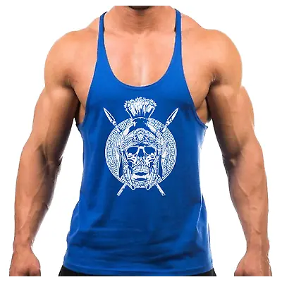 £7.99 • Buy Skull And Spears Gym Vest Bodybuilding Muscle Training Weightlifting Top 