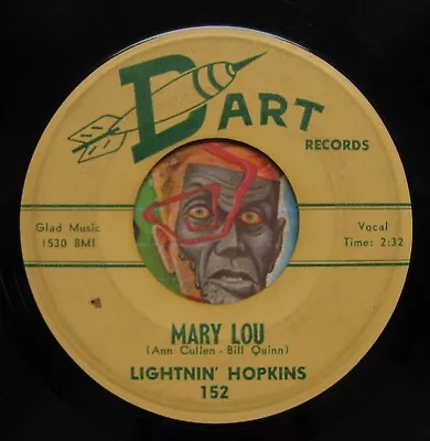 HEAR Lightnin Hopkins 45 Mary Lou / Want To Go Home DART 152 Blues R&B • $29.99