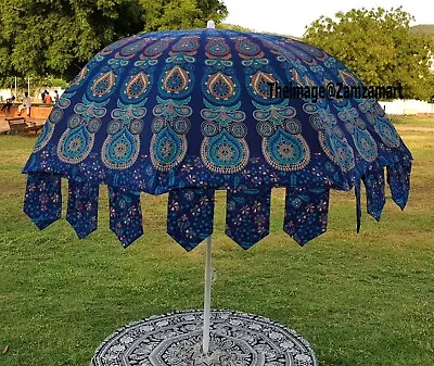 Indian Multi Blue Cotton Large Size Wedding Unique Umbrella Traditional Handmade • $179.18