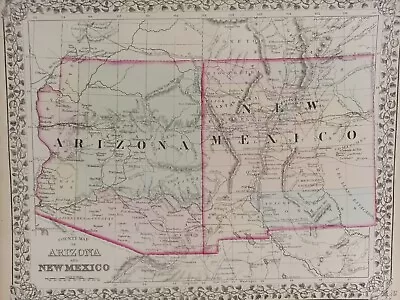 1873 Mitchell's Atlas Map Arizona And New Mexico Authentic Hand-Colored 12 X 16  • $100