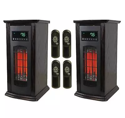 LifeSmart LifePro 1500W Infrared Quartz Indoor Tower Space Heater Black (2 Pk) • $225.99