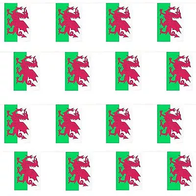 Wales Flag 10m Rectangular Bunting - Party Decoration Welsh Rugby Football Sport • £2.49