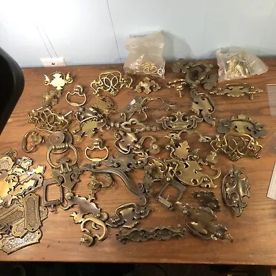 Large Lot Of Vintage And Antique Brass Drawer Pulls For Parts & Restoration • $74.99