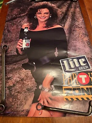 Retro 80s Miller Lite Beer Bottle Party Zone Girl Model Black Dress Poster 20x30 • $19.98