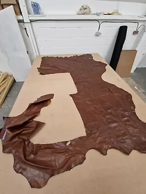 Large Part Hide  Yarwood Mustang Rust  Quality Dark Brown Upholstery Leather • £45