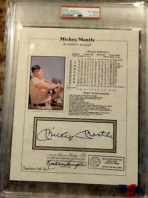 Mickey Mantle Signed/auto Stat Sheet W 1989 Bowman Card Giant Auto Psa Slabbed • $699.99