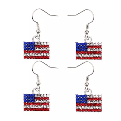 3Pairs American Flag Earrings Rhinestone Earrings Jewelry Earrings Gift For Girl • $9.02