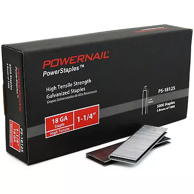 Powernail 18 Gauge 1/4 Inch Crown 1-1/4 Inch Length Narrow Crown Staple (5000ct) • $22.02