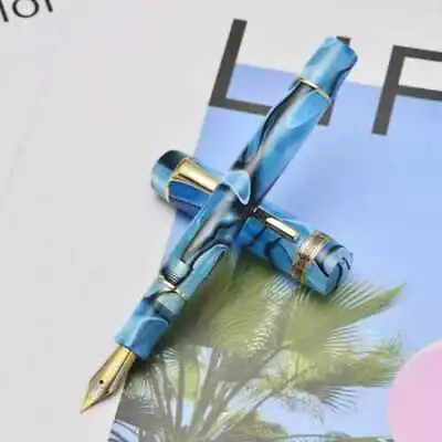 2022  Kaigelu 316A Marble Blue Acrylic Fountain Pen EF/F/M Nib Classic Pen Gift • $19.94