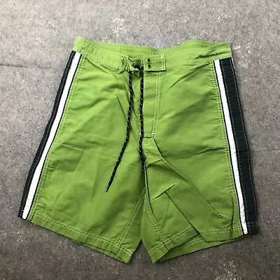 Vintage J Crew Board Shorts Mens 30 Green Solid Netted Preppy 8  Inseam • $14.99