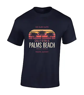 Palms Beach California Mens T Shirt Cool Summer Beach Holiday Casual Top • £8.99