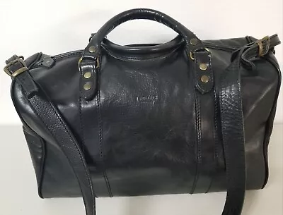 I MEDICI Black Leather Italian Satchel Bag Duffle - Unique Foldable Design • $270