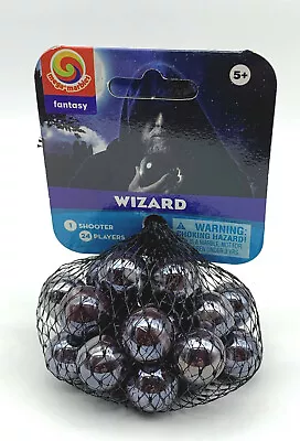 Net Bag 25 Wizard Glass Mega Marbles 24 Players 1 Shooter Dark Purple 2019 Edit. • $7.95