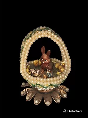 Vintage Handmade Diorama Easter Egg Rabbit • $9.99