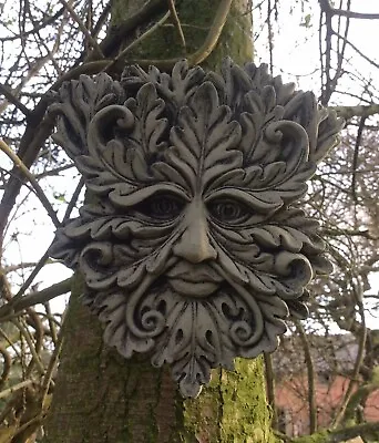 Stone Garden Green Man Leaf Face Wall Plaque Hanging Pagan Wiccan Tree 🌿🍂 • £12.50