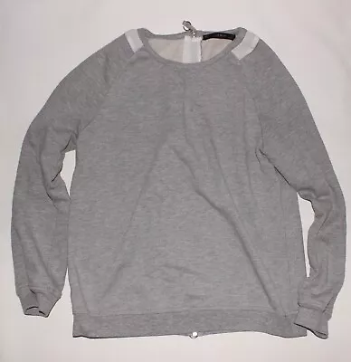 Zara Basic Women's Medium Back Zip Cotton Sweater - Gray • $3.99