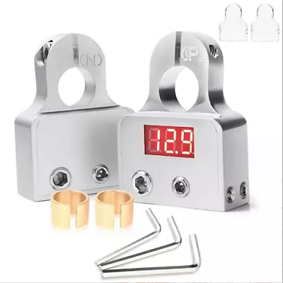 2X Digital Car Battery Terminal Connectors LED Voltmeter 0/4/8 Gauge Power Post • $15.38