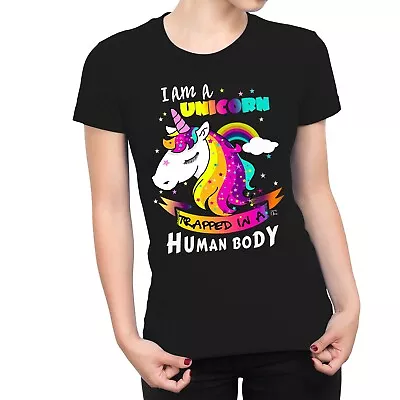 1Tee Womens I Am A Unicorn Trapped In A Human Body T-Shirt • £7.99