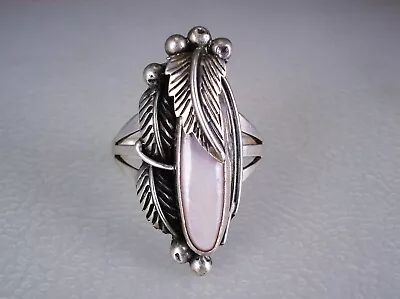 VINTAGE Carolyn Pollack SOUTHWEST STERLING SILVER & MOTHER-OF-PEARL RING Size 10 • $14.50