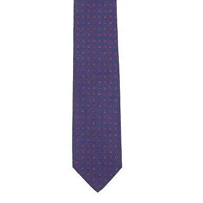 Salvatore Ferragamo L72004 Men's Blue/Rosso Gancio Print Neck Tie 3 In • $142.50