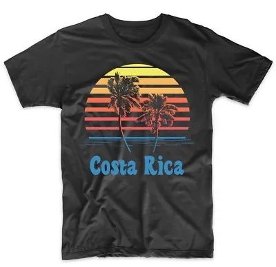 $24.99 • Buy Retro Style Costa Rica Sunset Palm Trees Beach Vacation T-Shirt