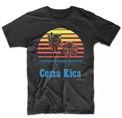 $24.99 • Buy Retro Style Costa Rica Sunset Palm Trees Beach Vacation T-Shirt