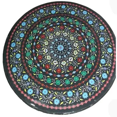 36  Marble Black Coffee Table Top Pietra Dura Inlay Handicraft Marquetry Work • $1498