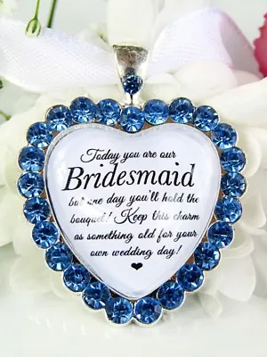 £5.99 • Buy Bridesmaid Bouquet Charm In Cornflower Blue Diamantés Wedding Gift Accessories