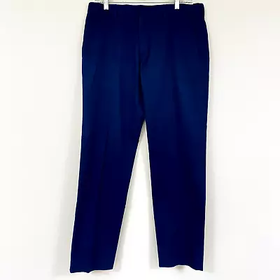 J Crew Ludlow Pants Mens 32x30 Slim Chino Navy Blue Pleated Tapered Leg Cotton • $22.39