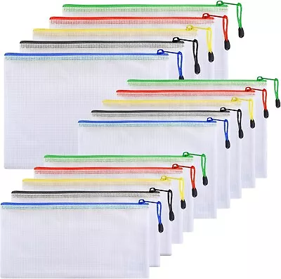 Plastic Waterproof Document Wallets Files Folder Zip Lock Bags Pouch Office • £7.99