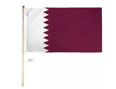 5' Wood Flag Pole Kit Wall Mount Bracket With 3x5 Qatar Country Polyester Flag • $23.88