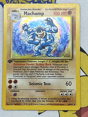 Pokemon Card Machamp 8/102 Base Set  WOTC Vintage Original. • $25