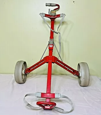 WILSON Red Golf Bag Holder/Caddy Push-Pull Cart Folding/Collapsible Vintage • $55.99