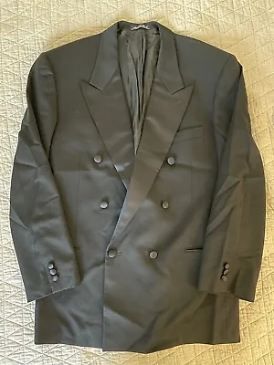 MANI By Giorgio Armani Vintage Satin Peak Lapel DB Tuxedo Jacket In Black 42 L • $95
