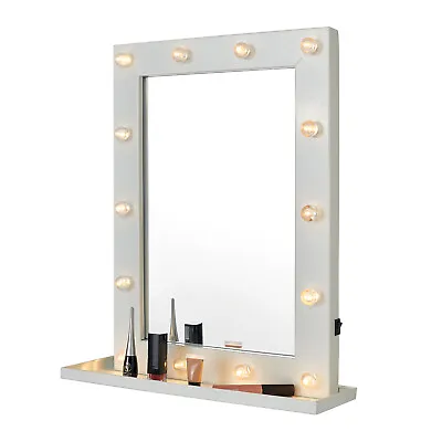 The Range Hollywood Glam LED Mirror Shelf Unit 14 LED Bulbs White 40cmW 51cmH • £18.99