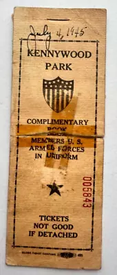 VTG Kennywood Park Comp Ticket Book Armed Forces Uniform July 4 1945 Military • $5