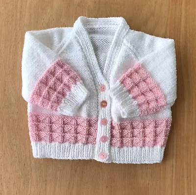 Brand New Hand Knitted Baby Girls Cardigan. 20 Inch Chest. • £6