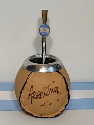Mate Cup Yerba Argentino - Argentina Calabaza  + Bombilla Straw Argentina • $21.99