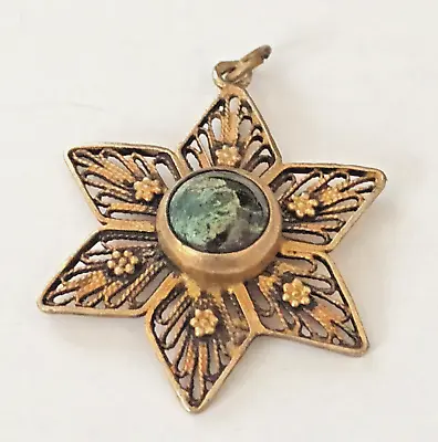 Vintage Star Of David Pendant Filigree Eilat King Solomon Gold Washed Unisex Old • $79