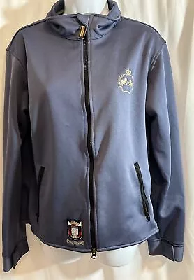 Equine Couture Dominique Riding Jacket Size L Equestrian Blue Stretch  Crest • $47