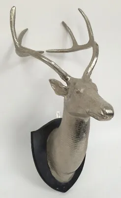 £10.50 • Buy Large Wall Mounted Silver Tone Decorative Stagg Deer Head Home Décor #419 