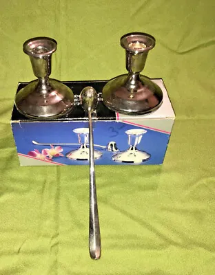 £14.48 • Buy  Used GSA Silver Plated 3-1/2 In. Console Candle Holders W/ Snuffer